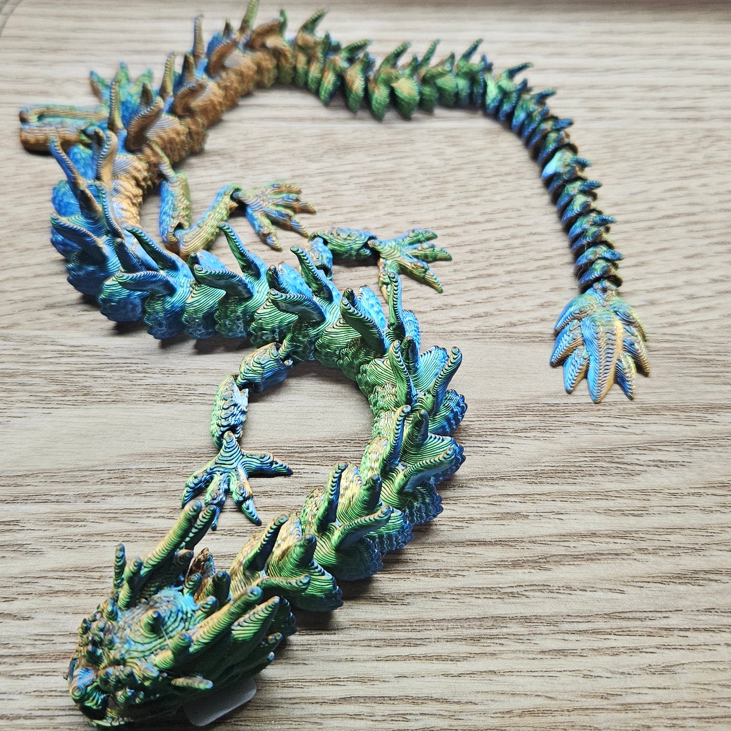 Blue green dragon 3 d printed toy