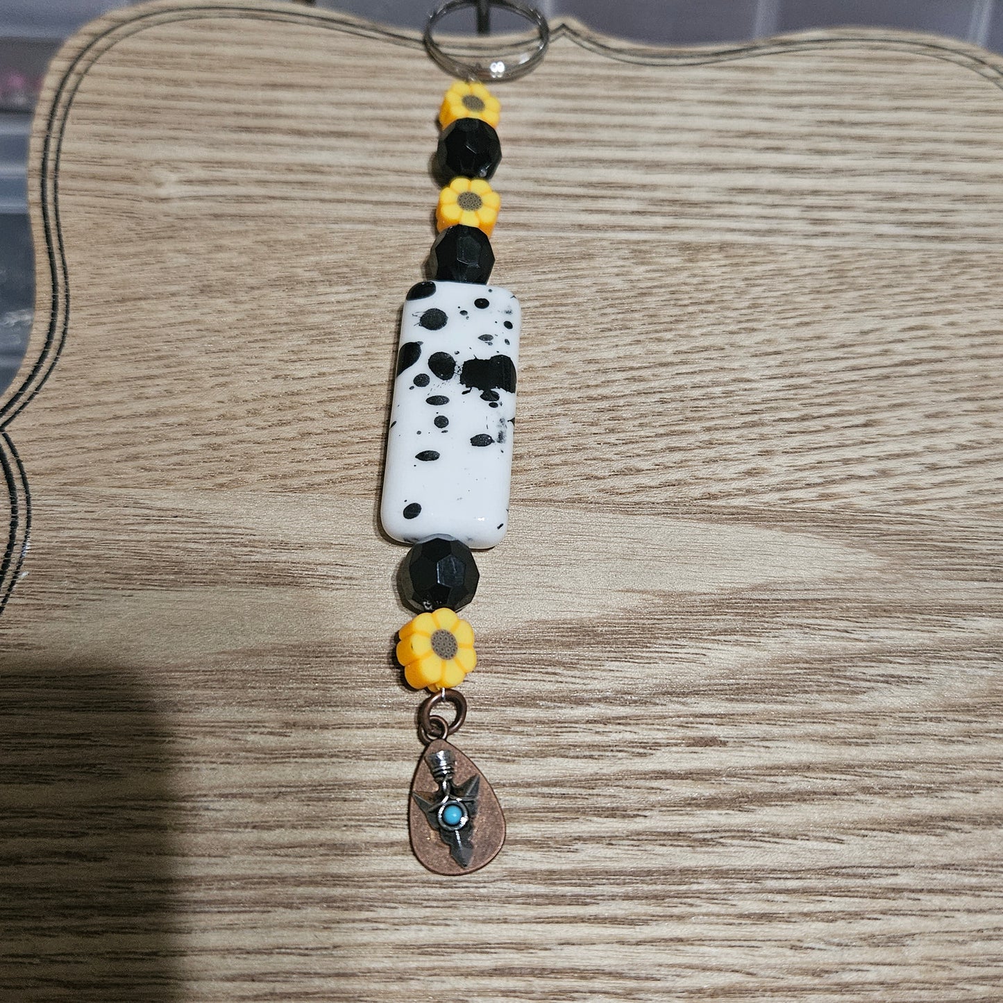 Sunflowers and cow printed Key chain