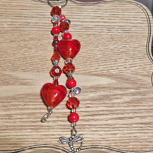 Long red heart key chain ,purse jewelry