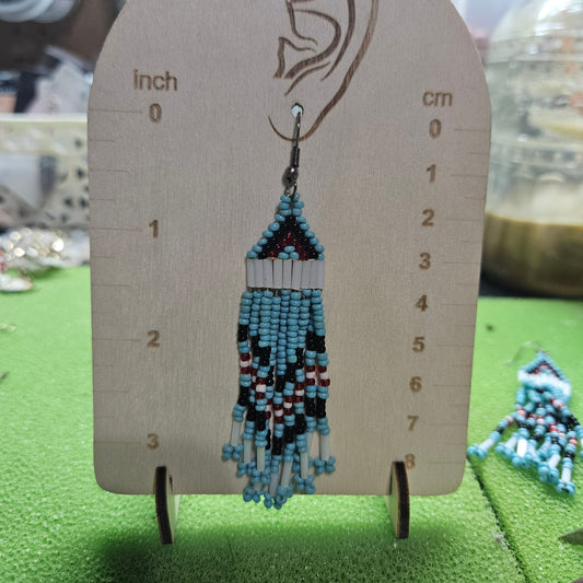 Hand beaded Native American  dangle earrings